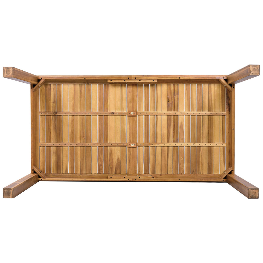Acacia Wood Patio Dining Table with Slatted Top - 67" Rectangular