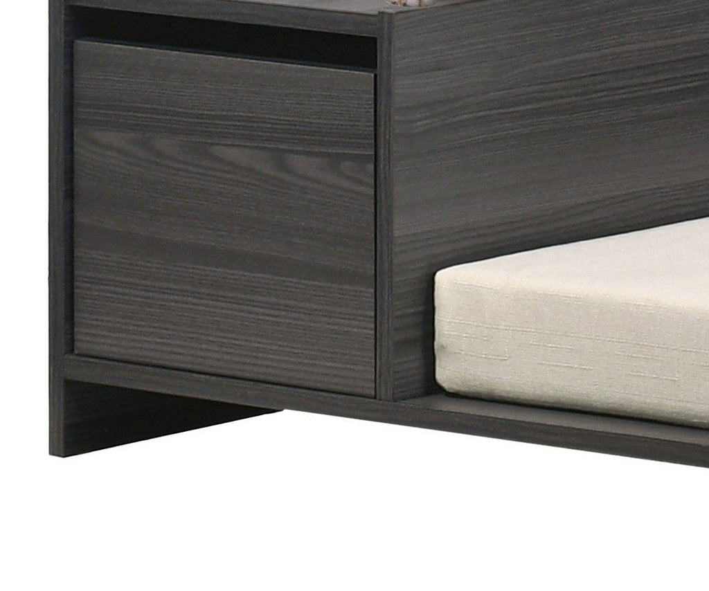 Wide Comfy Pet Bed with Cushion and Side Storage Compartment - Ash Gray