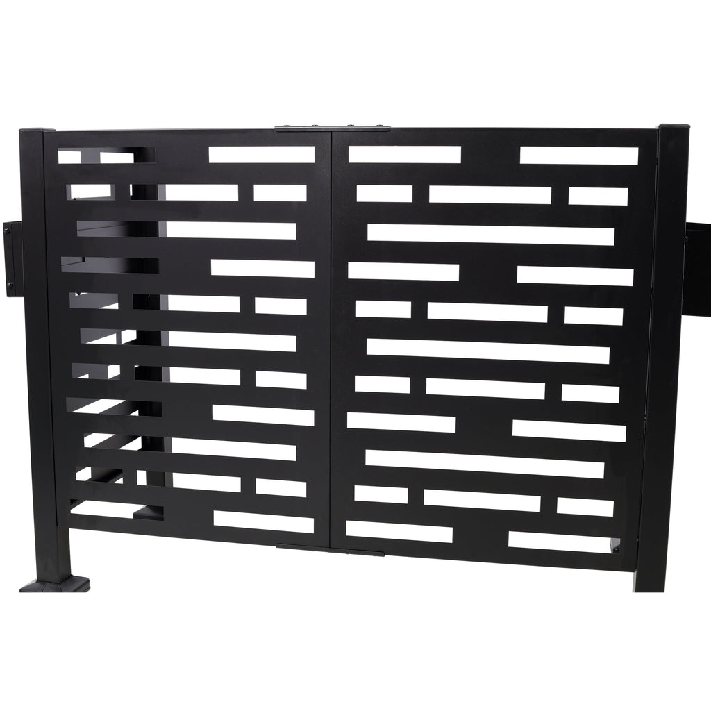 Metal Air Conditioner Fence with Planter Boxes - Black