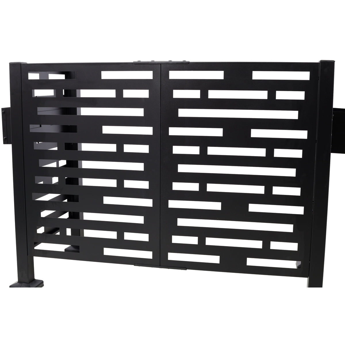 Metal Air Conditioner Fence with Planter Boxes - Black