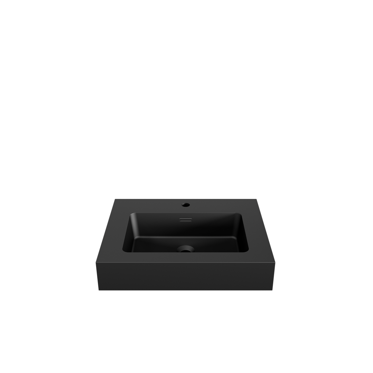 Matte Black Integrated Solid Surface Bathroom Basin with Overflow
