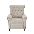 Cream Push Back Recliner Chair with Tufted Back and Nailhead Trim
