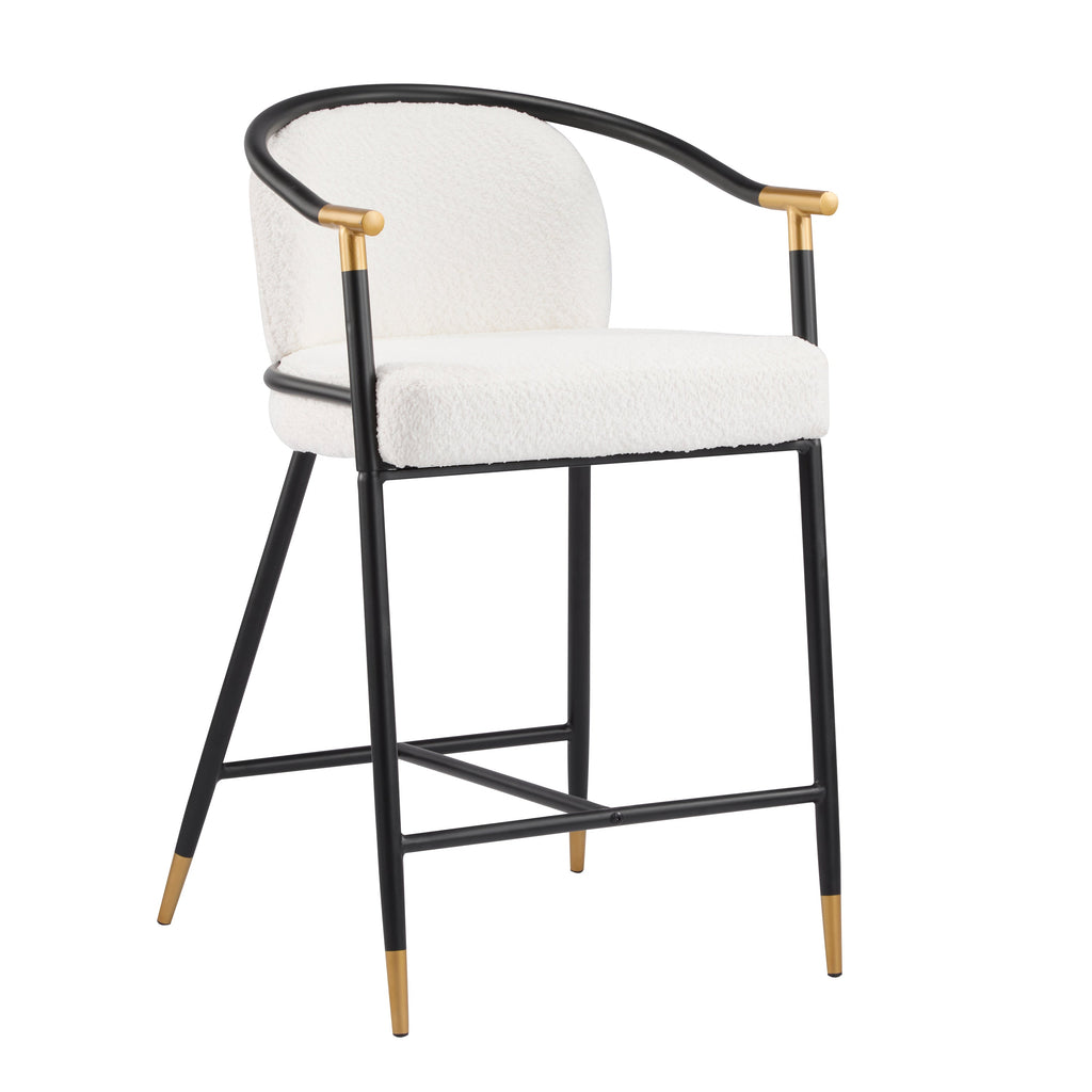 26" H Upholstered Counter Stool with Metal Frame - Set of 2 - Beige
