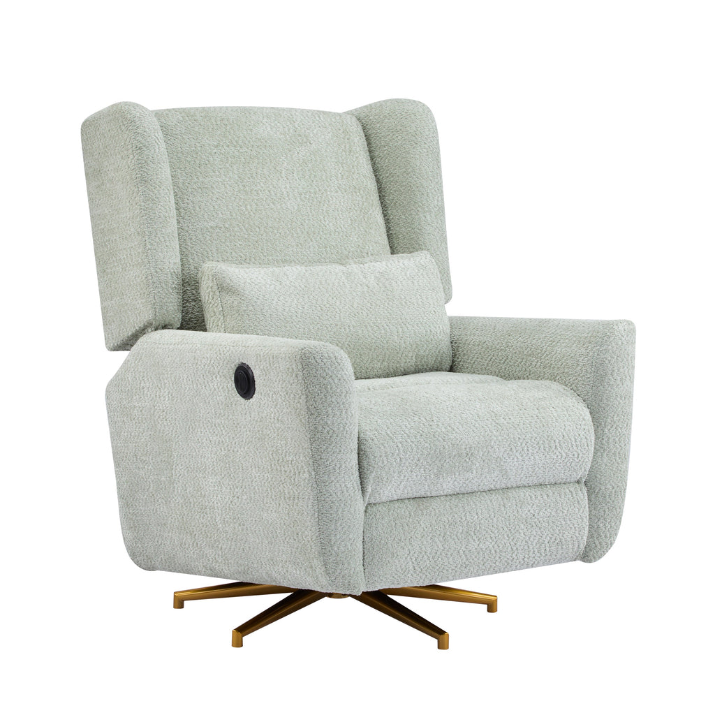 Power Recliner Chair Swivel with Boucle Upholstery and 360° Swivel - Gold or Beige