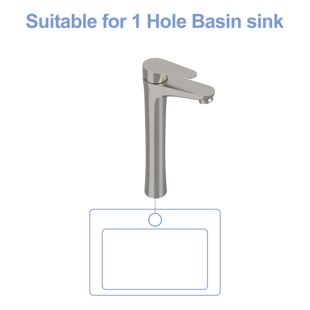 Single Handle Vessel Sink Faucet with Tall Spout - Gray or Black