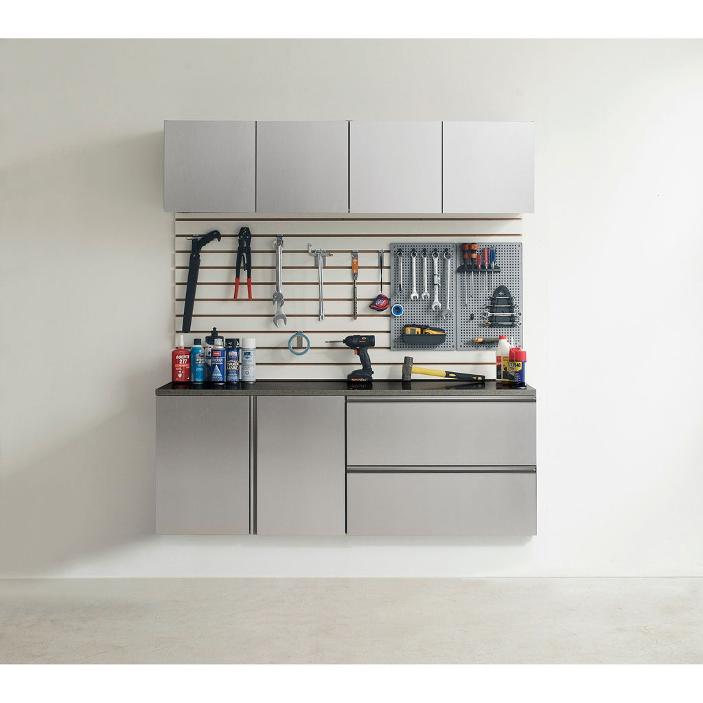 Metallic Gray Garage Cabinet Set with Deep Storage - Metallic Gray