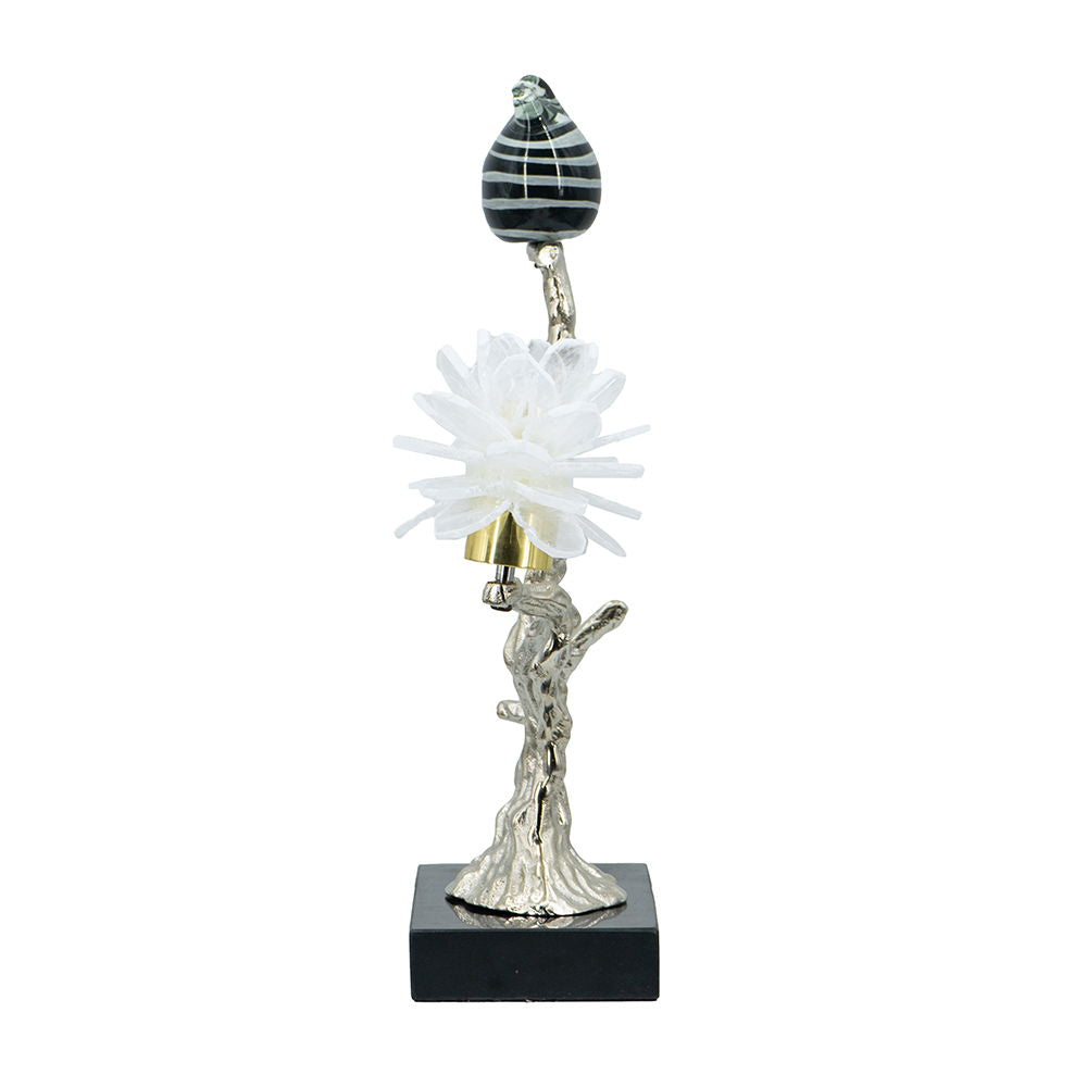 Aluminum Candle Holder with Marble Stand - Pearl Silver or Gold
