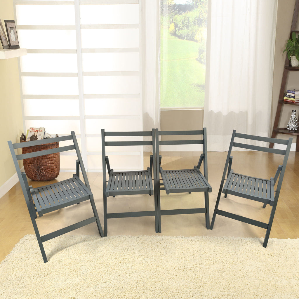 Foldable Solid Wood Special Event Chair Set - Set of 4 (Multiple Colors)