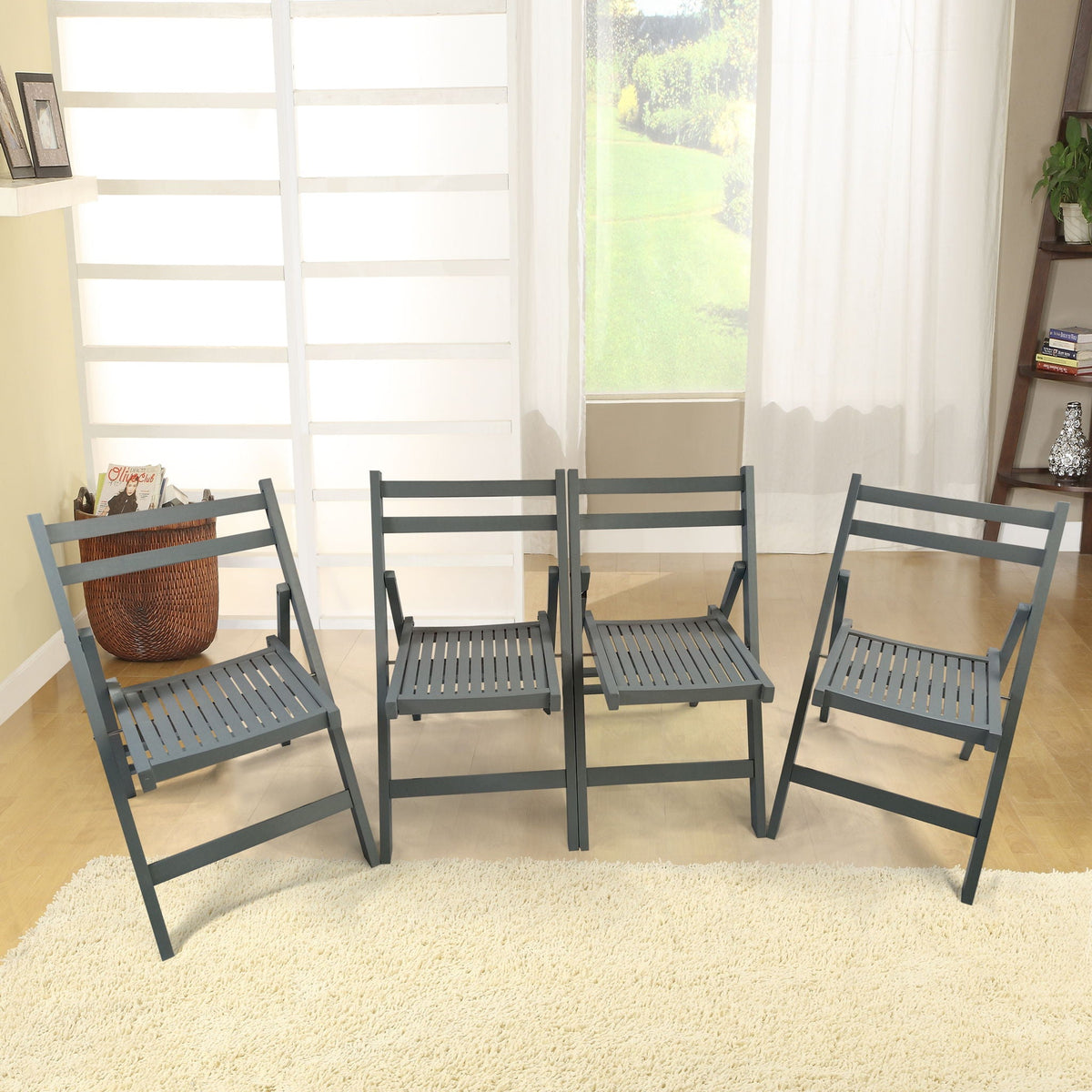 Foldable Solid Wood Special Event Chair Set - Set of 4 (Multiple Colors)