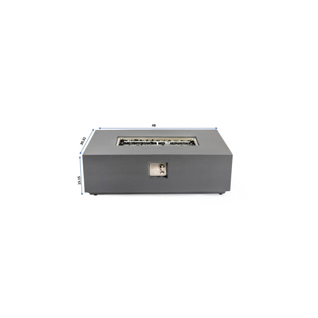 Rectangular Fire Pit Table with 50,000 BTU Heat Output - Light Gray