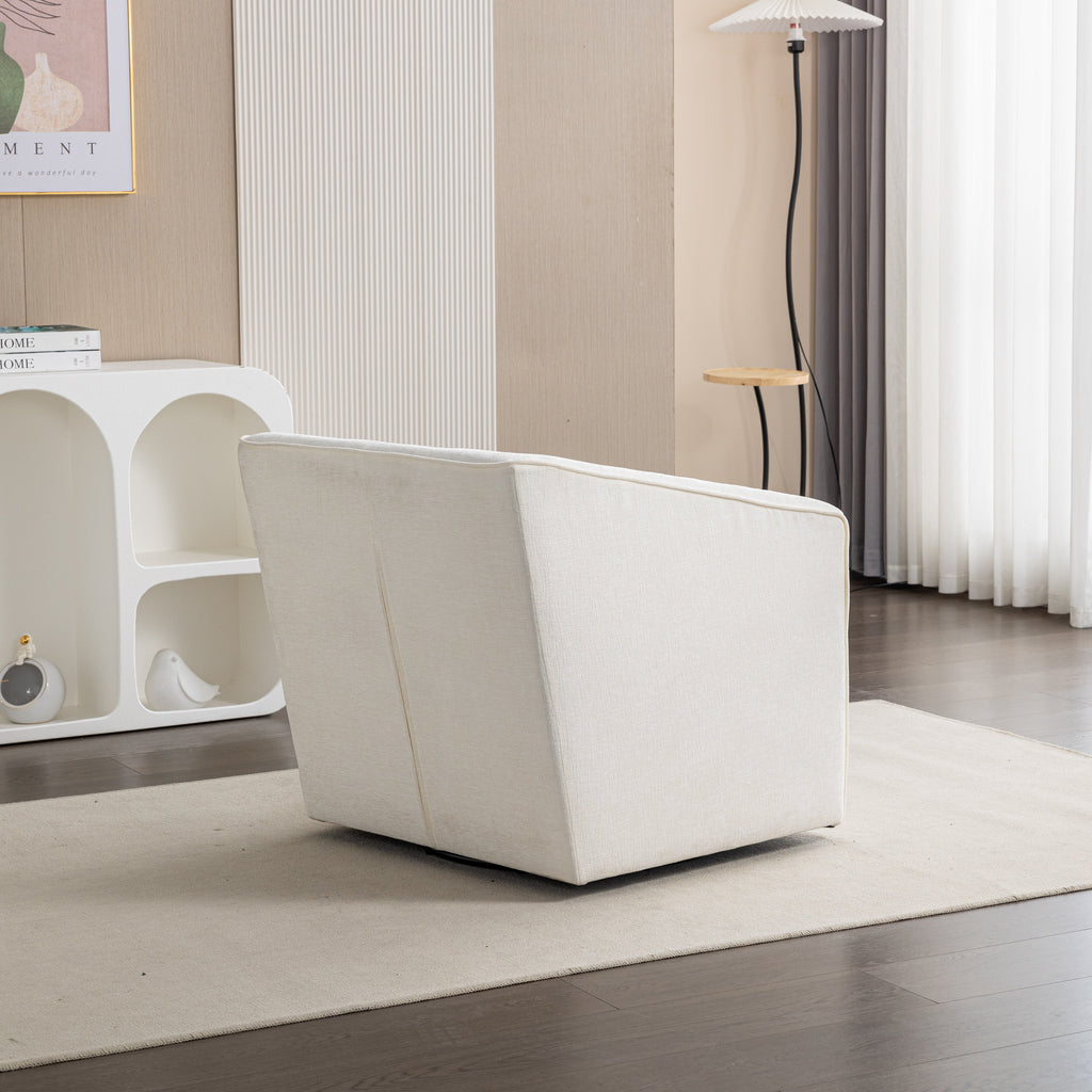 Modern Upholstered Barrel Armchair with 360° Swivel - Chenille
