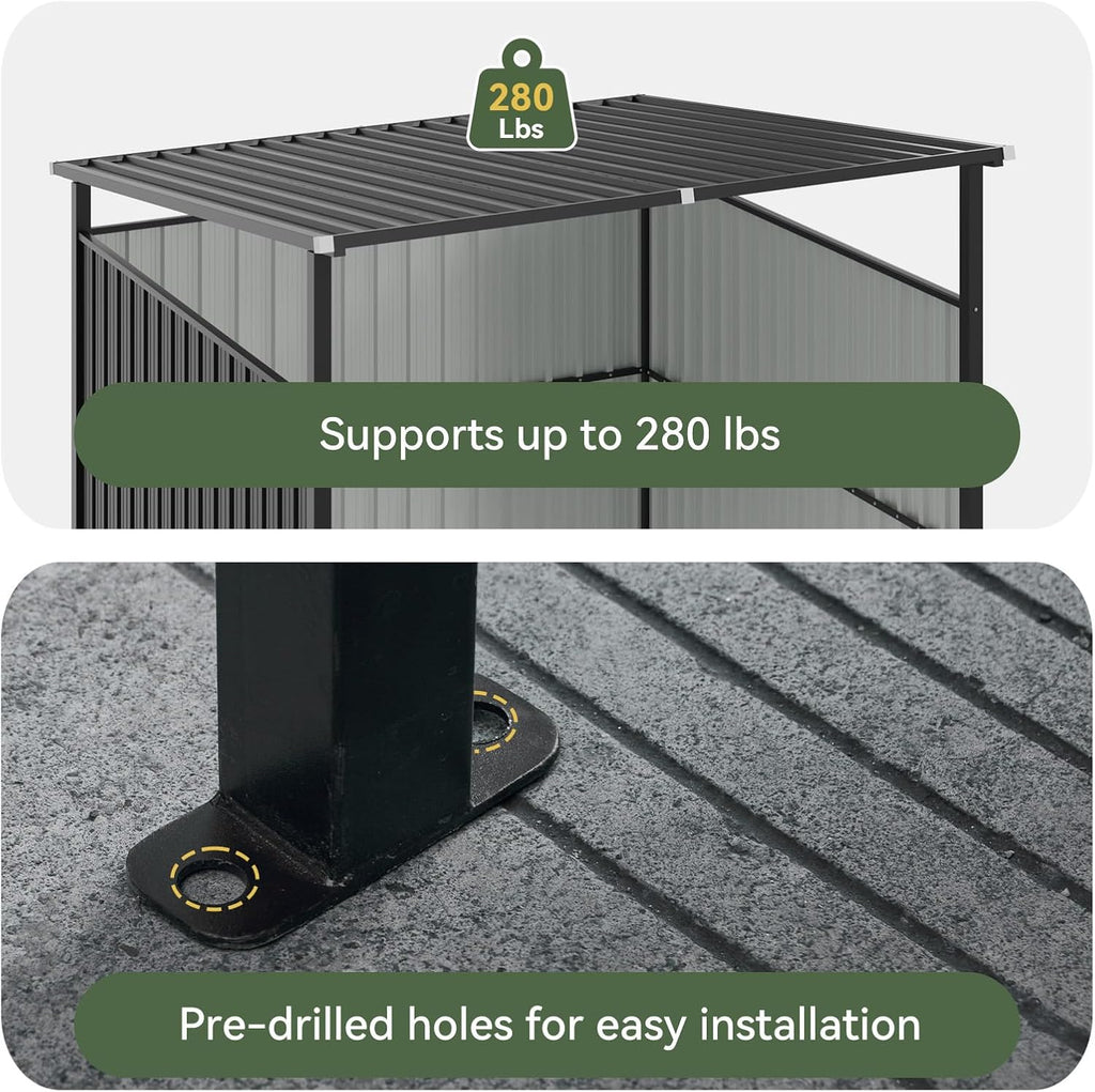 Metal Outdoor Pergola with Hardtop Roof - Weather-Resistant Dark Gray