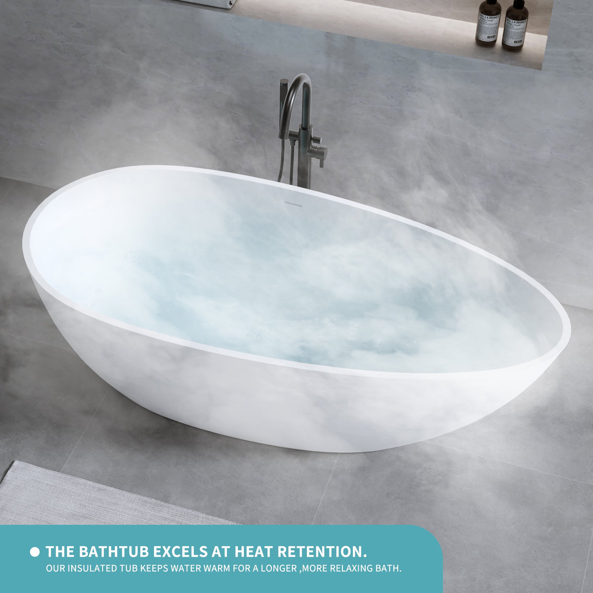 59'' Solid Surface Matte Freestanding Bathtub