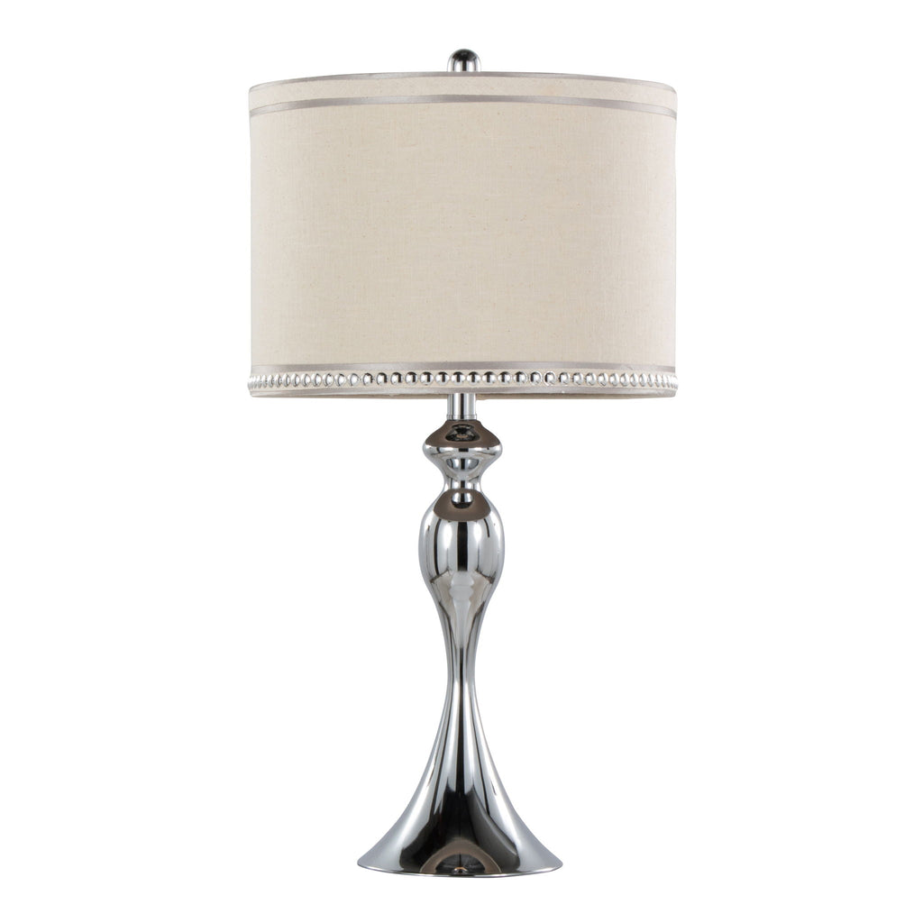 Contemporary Table Lamp Set with Chrome Finish and Cream Shades