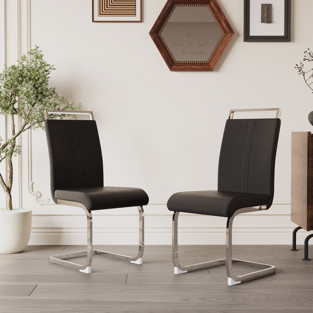 Modern Dining Chairs with Padded Seat and High Back - Black, White, or Dark Gray