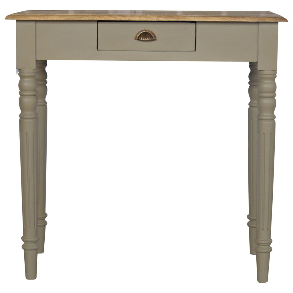 Solid Wood Hand Painted Writing Desk with 1 Drawer - French Grey & Oak
