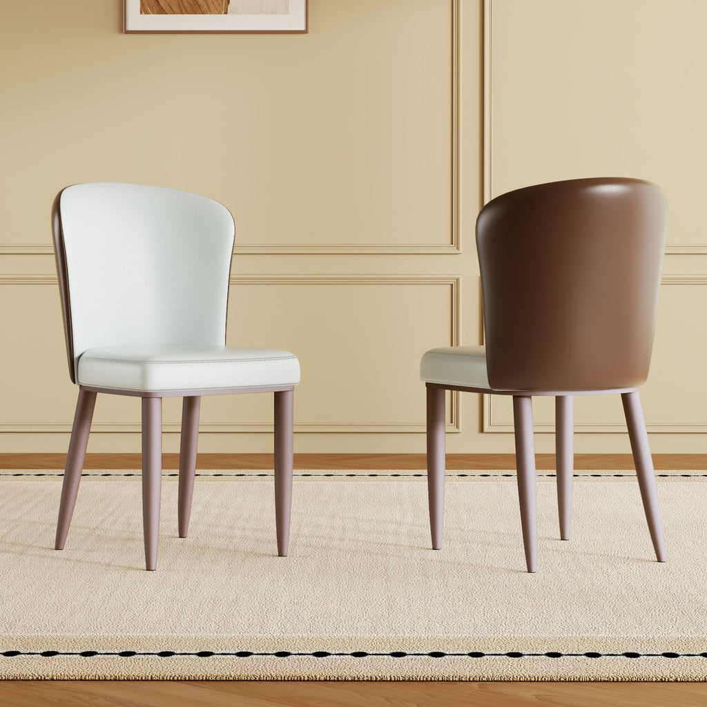 White Dining Chair Set with Carbon Steel Legs and Comfortable Seating