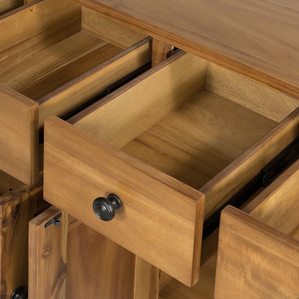 Farmhouse Cabinet Sideboard with Ample Storage - Light Brown
