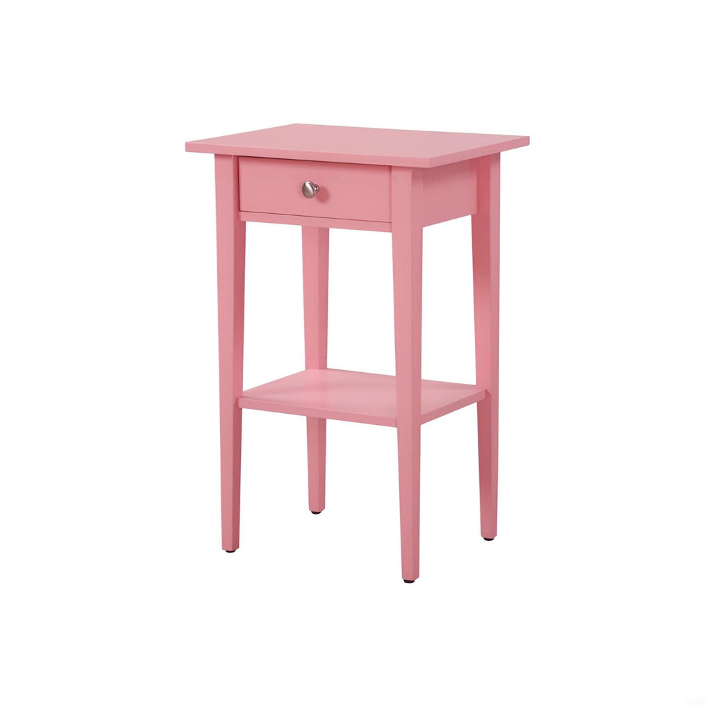 Wood Nightstand with Drawer and Shelf - Multiple Colors
