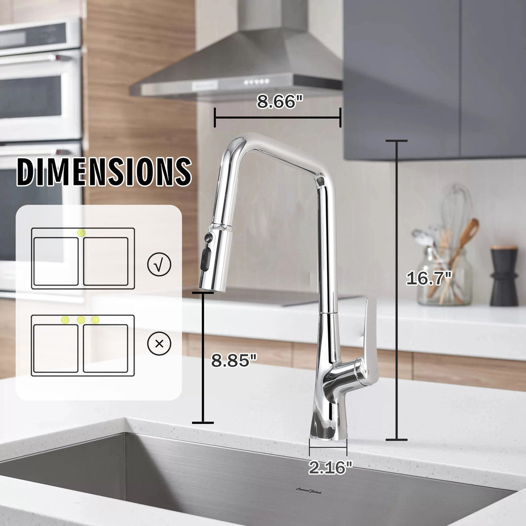 Professional Kitchen Faucet with 3-Function 360 Sprayer - Black or Pearl Silver