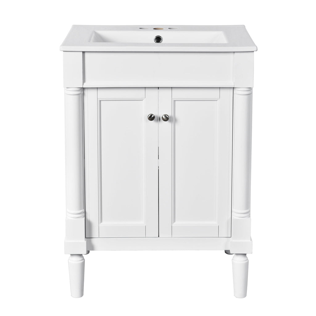 Bathroom Vanity With Top Sink and Two-Tier Storage Cabinet - Multiple Colors