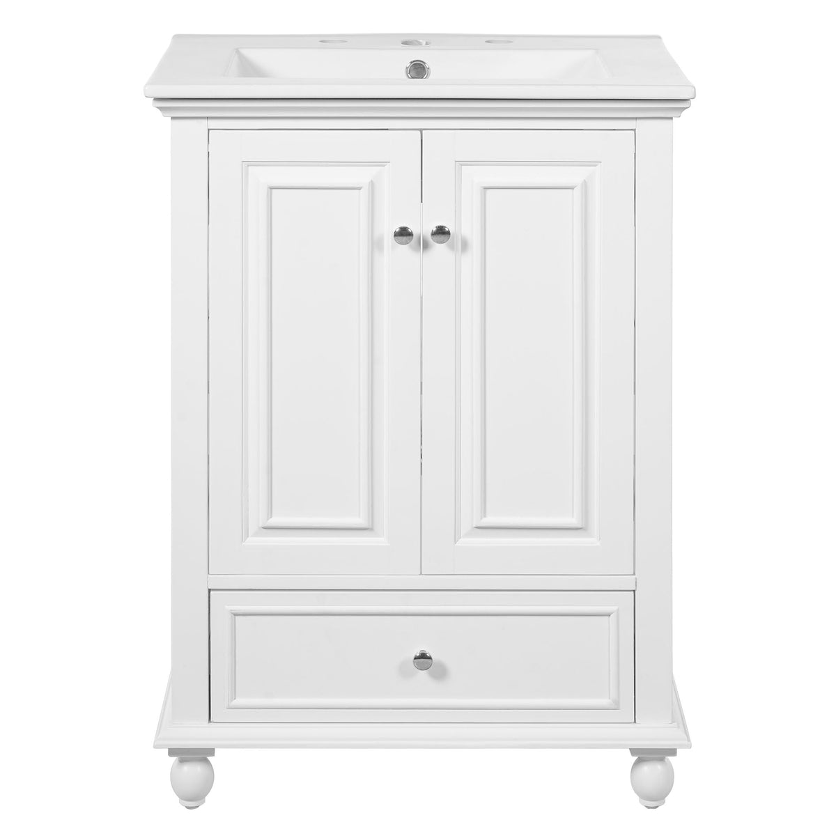 Modern Bathroom Vanity With Sink, Cabinet, And Drawers