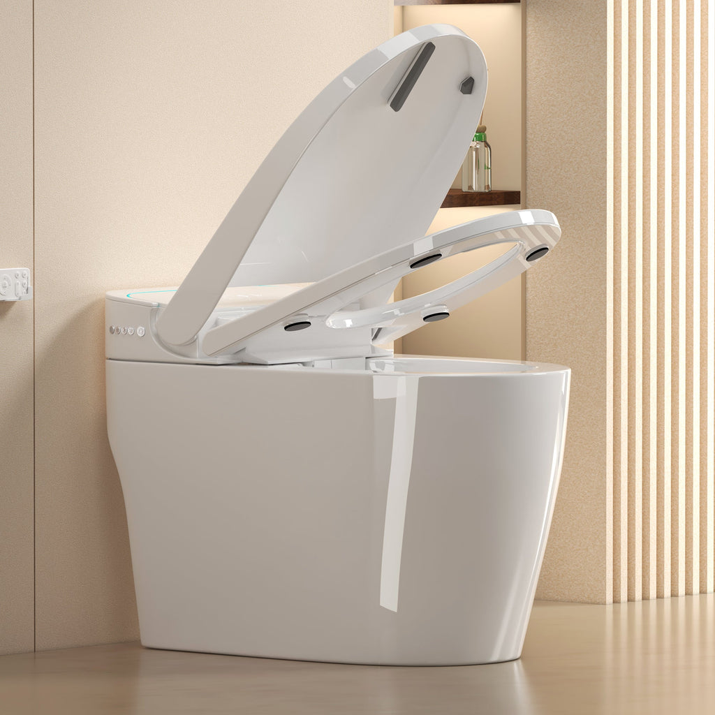 Smart One-Piece Toilet with Bidet and Auto Seat - White