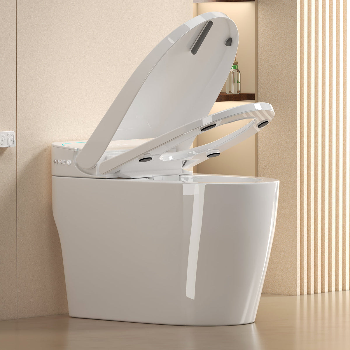 Smart One-Piece Toilet with Bidet and Auto Seat - White