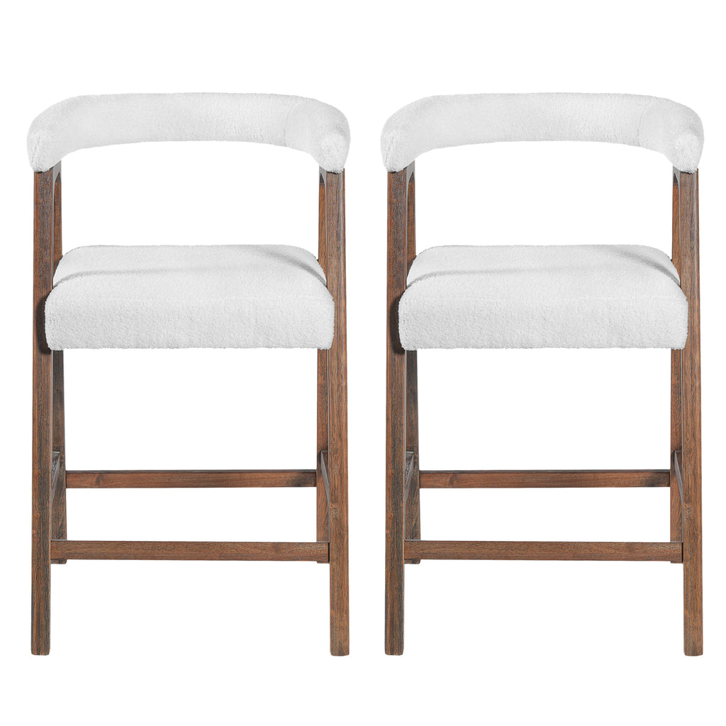 26'' Seat Height Bar Stools with Back - Set of 2 - Walnut or Natural