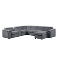 Power Recliner Sleeper Sectional with Adjustable Headrest and Storage - Dark Gray or Beige