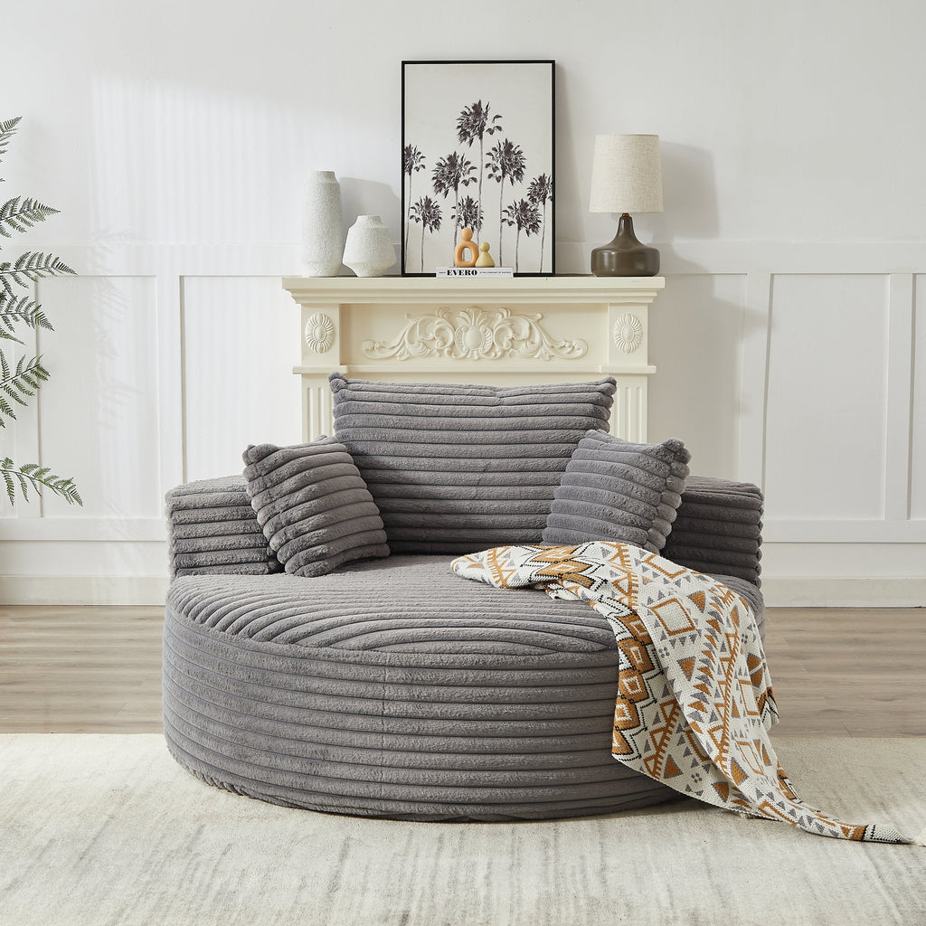 Corduroy Sponge Single Sofa with No Assembly Required - Grey