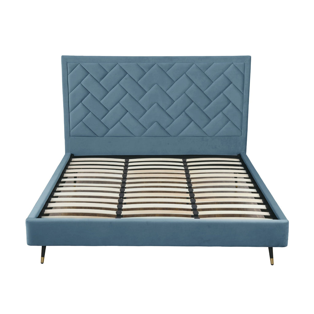 Upholstered Bed with Headboard and Slats - Multiple Colors