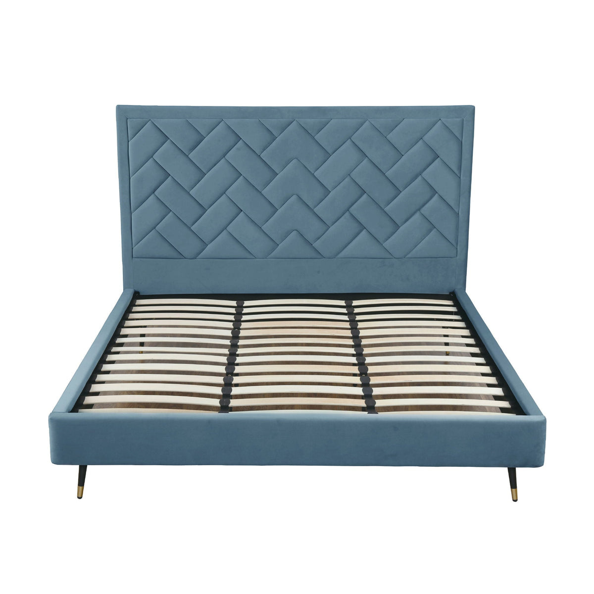 Upholstered Bed with Headboard and Slats - Multiple Colors