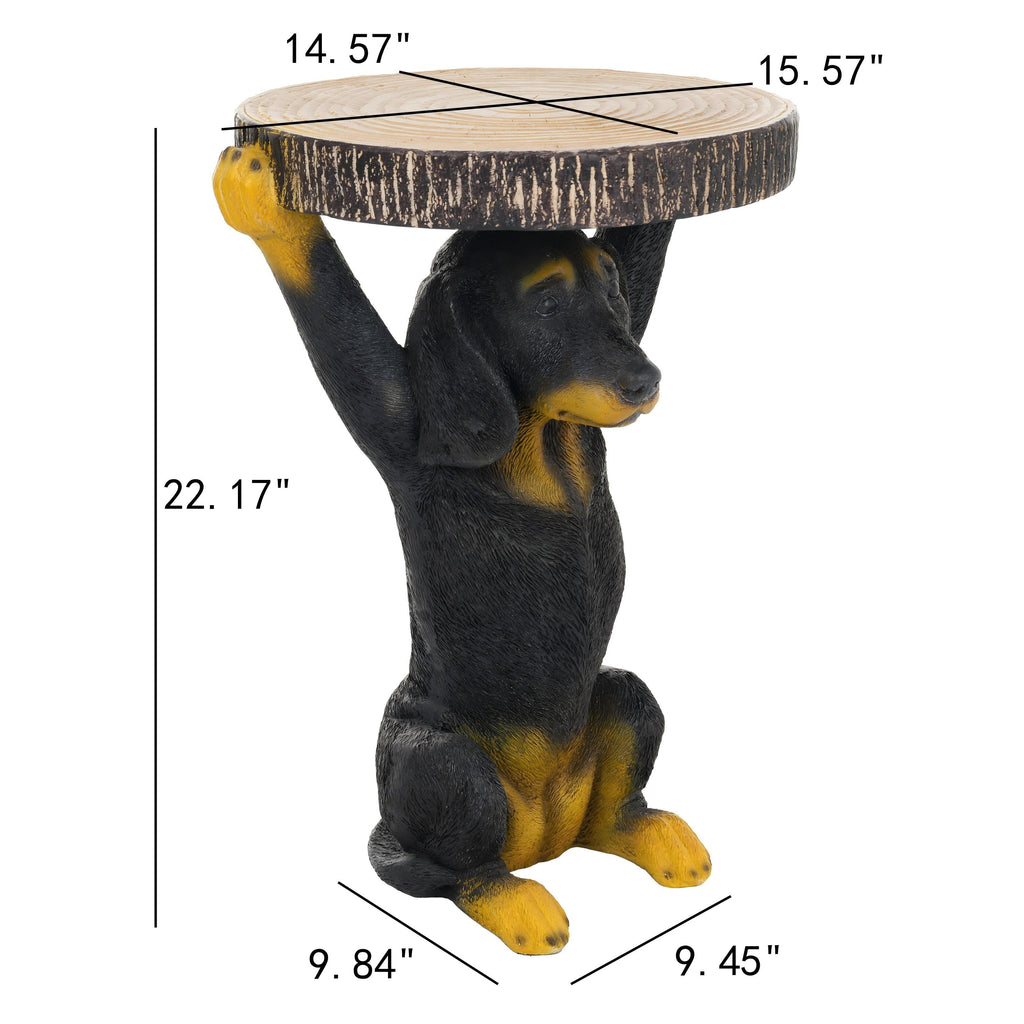 Whimsical Black Dog MGO Side Table with Weather-Resistant Finish - Black