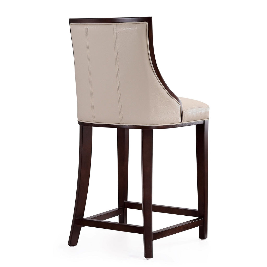 White Bar Height Stool with Solid Wood Frame - Traditional Design