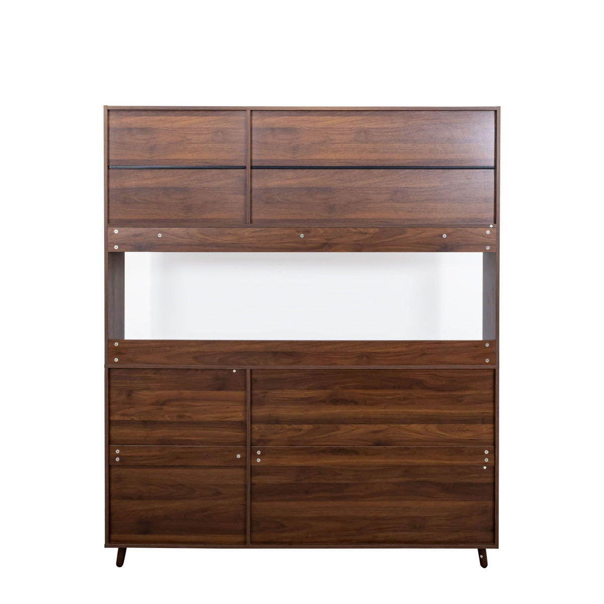 Large Kitchen Hutch Cabinet with Microwave Shelf - Walnut
