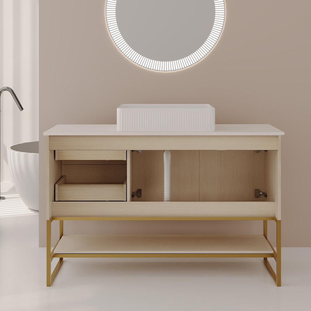 Modern Bathroom Vanity with Ceramic Vessel Sink