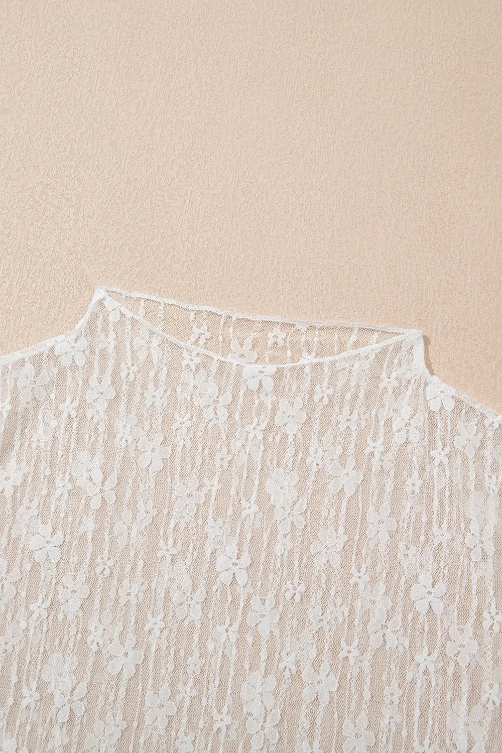 Sheer Floral Lace Long Sleeve Slim Fit Top
