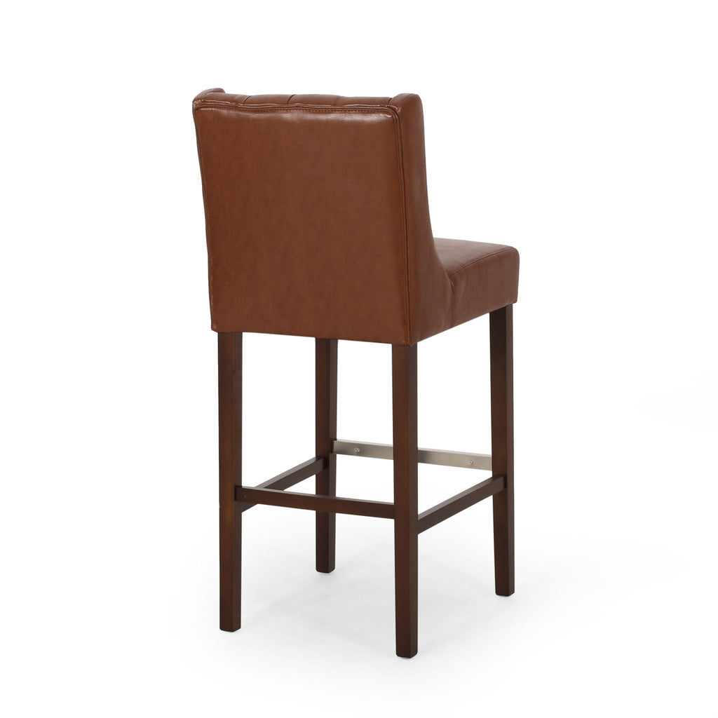 Upholstered Barstool with Button Tufted Wing Back - Multiple Colors