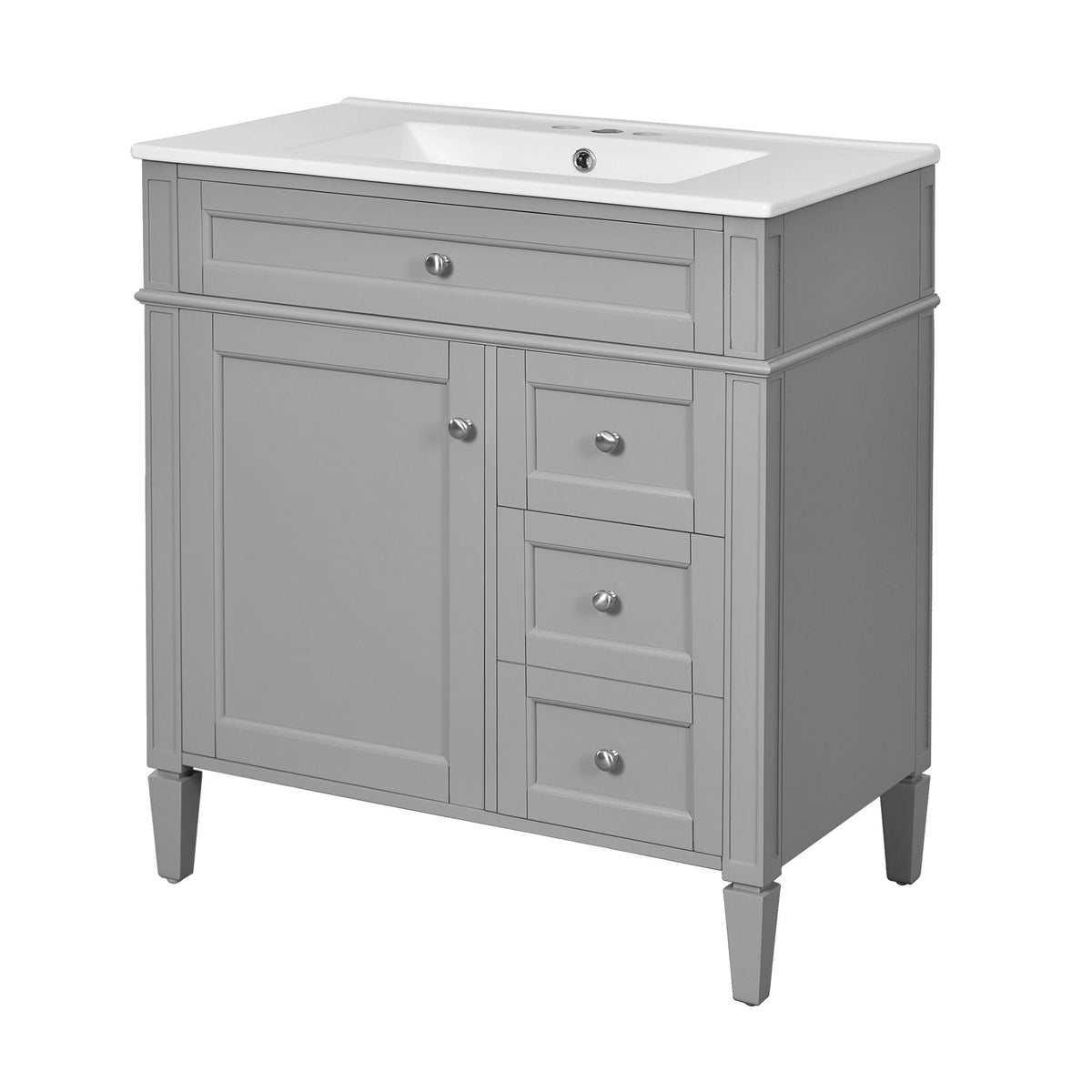 Bathroom Vanity With Top Sink, 2 Drawers & Tip Out Drawer