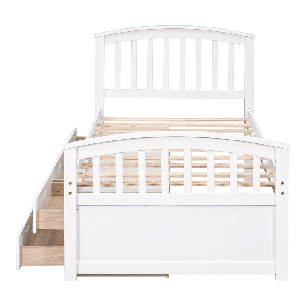 Solid Wood Twin Storage Bed with 6 Drawers - Multiple Colors