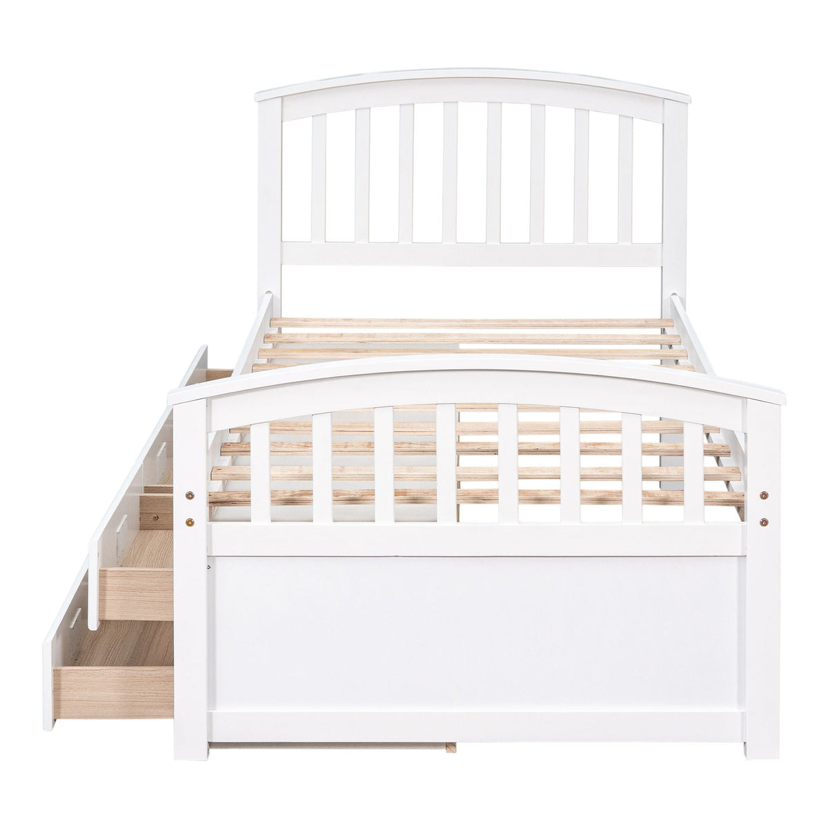 Solid Wood Twin Storage Bed with 6 Drawers - Multiple Colors