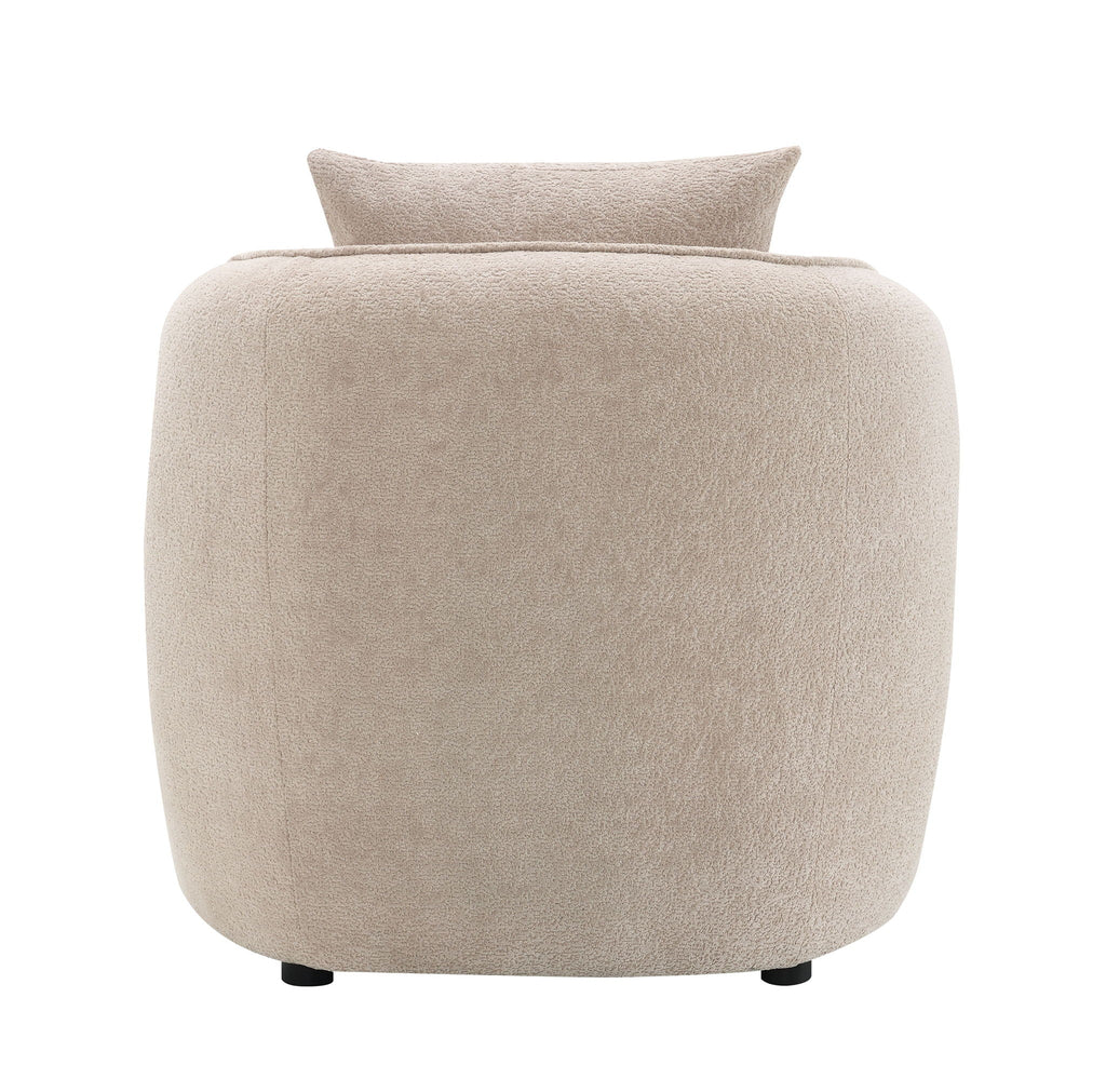 Keith Chenille Armchair with Matching Toss Pillow - Beige or Light Brown