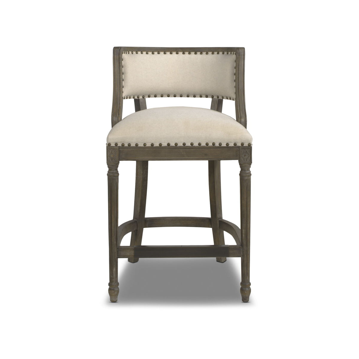 Farmhouse Counter Height Bar Stool with Backrest - Beige