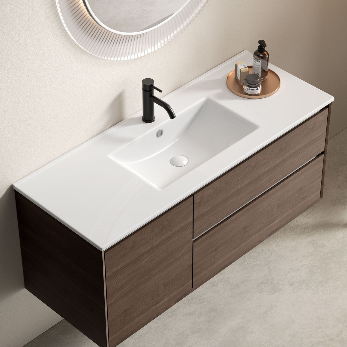 Milk White Bathroom Sink Vanity Top with Thin-Edge Design - 47.64" Wide