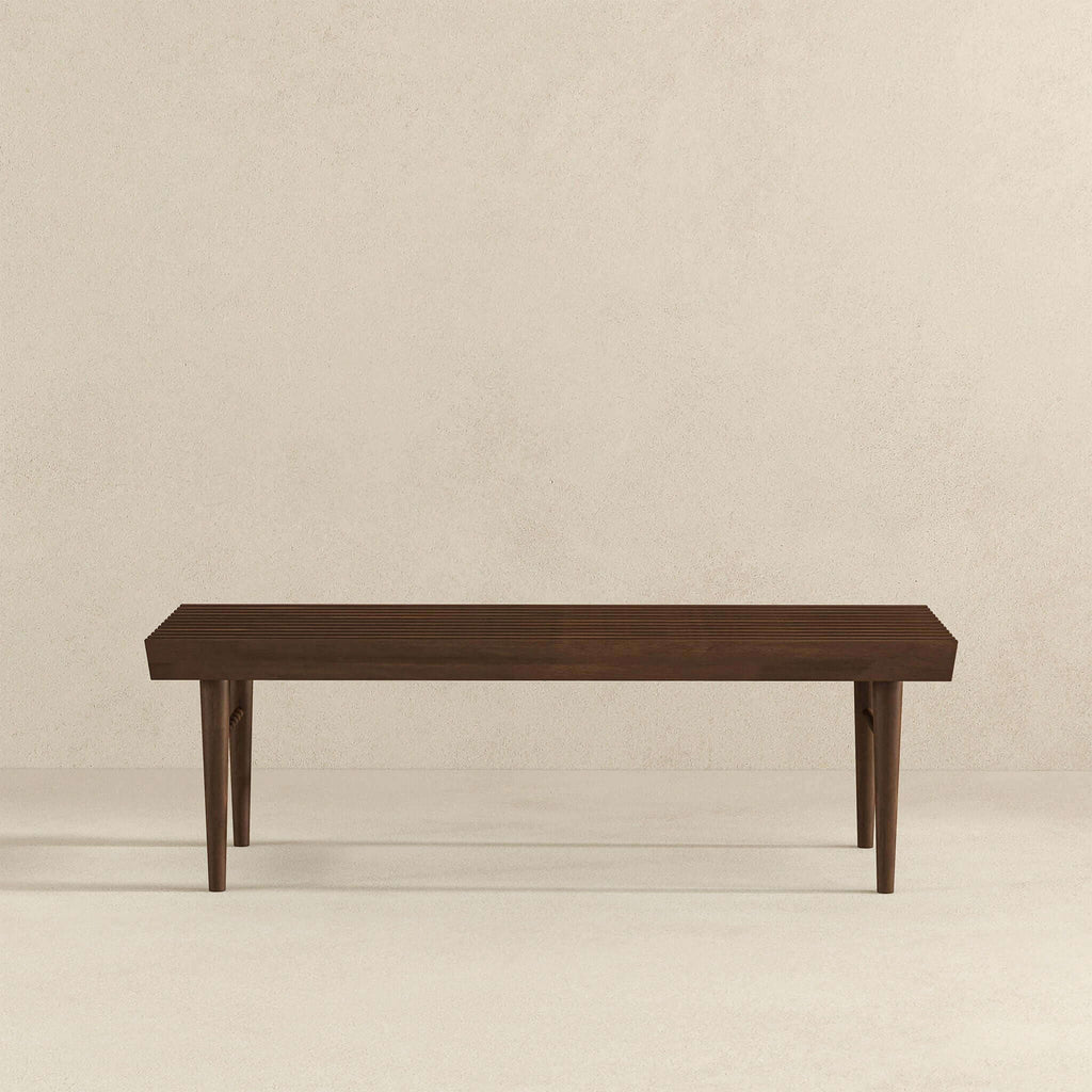 Dark Brown Wood Accent Bench with Solid Wood Frame - Mia
