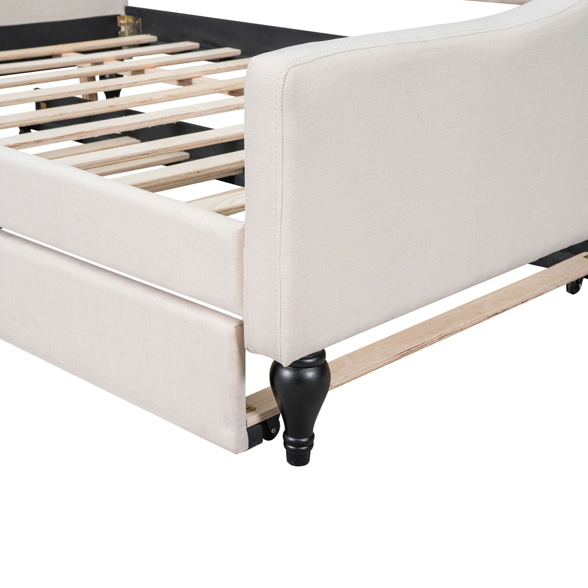 Upholstered Tufted Daybed with Storage Options - Beige