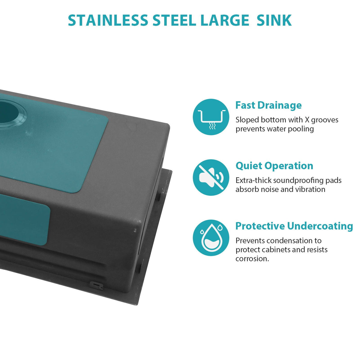 30" Single Bowl Kitchen Sink with Smart LED Faucet - Black or Gray