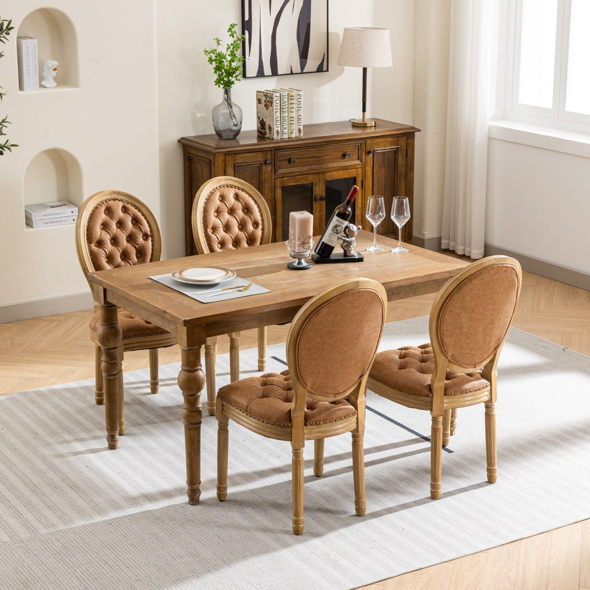 French Style Solid Wood Dining Chair with Nailhead Trim - Multiple Colors