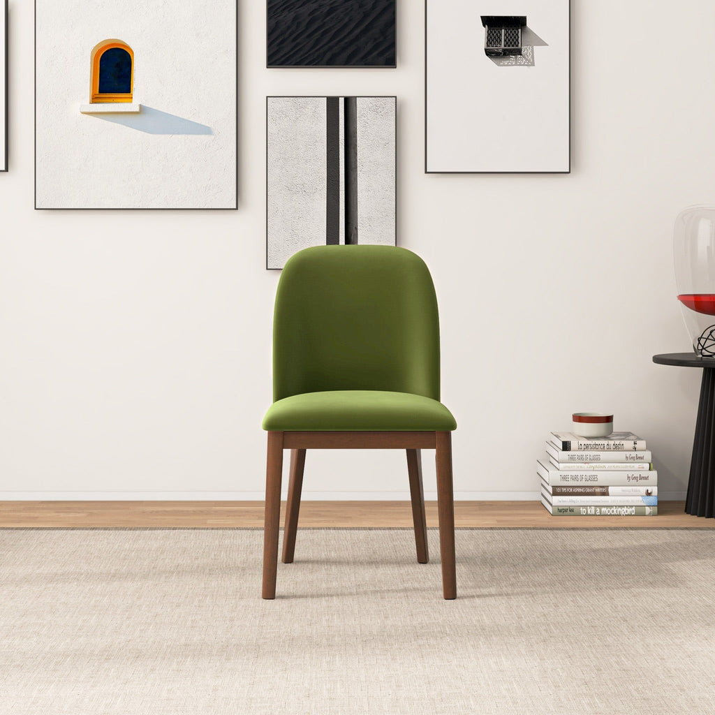 Comfort Dining Chair Set of 2 with Solid Wood Legs - Beige, Orange, Blue, Green
